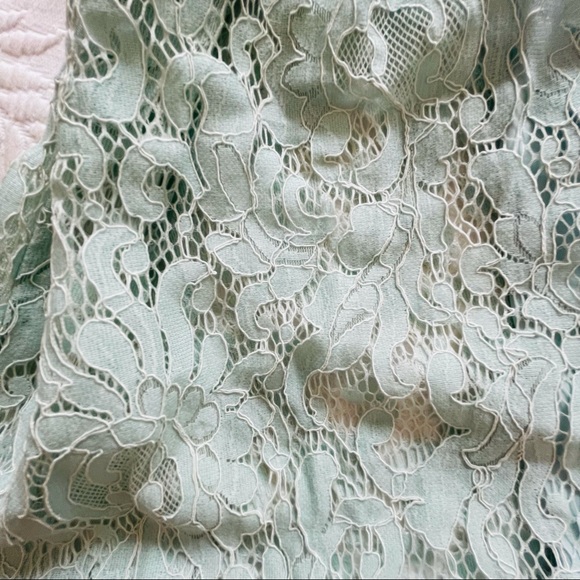 NWOT Lulus Finely Light Sage Green Lace Tiered Maxi Dress Small - Picture 6 of 14